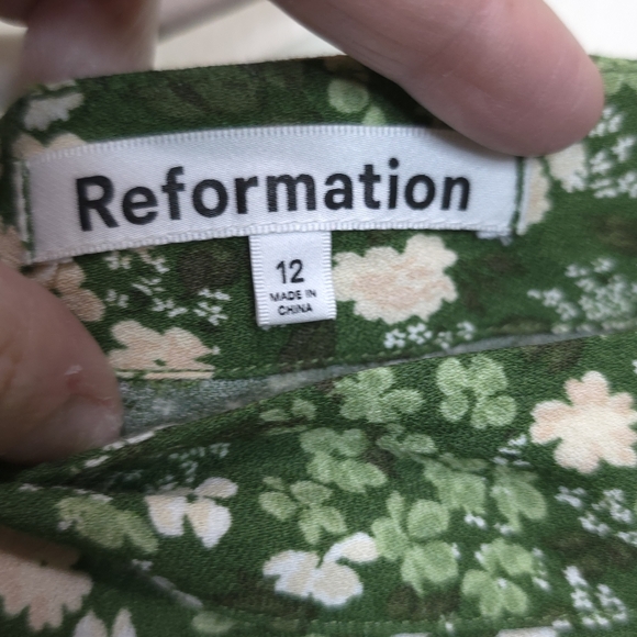 Reformation Green Margot Ditsy Floral Mini Skirt Size 12 Large Cottagecore - Picture 7 of 10